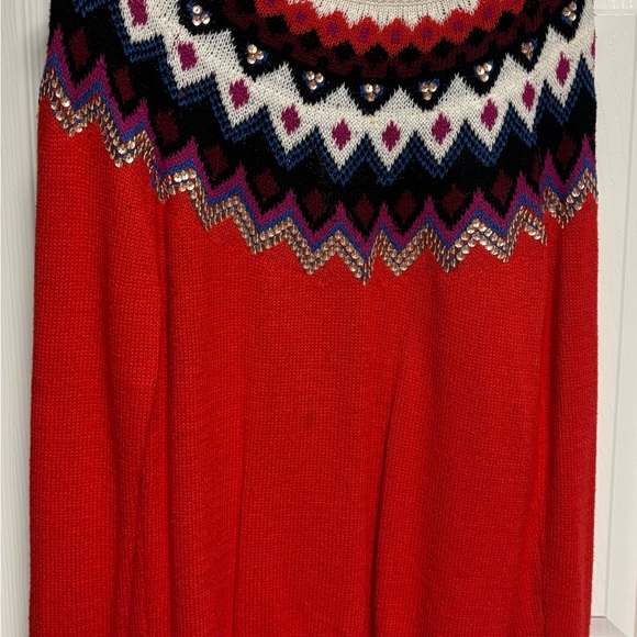 Old Navy Red Patterned Women's Christmas Sweater - Picture 1 of 2